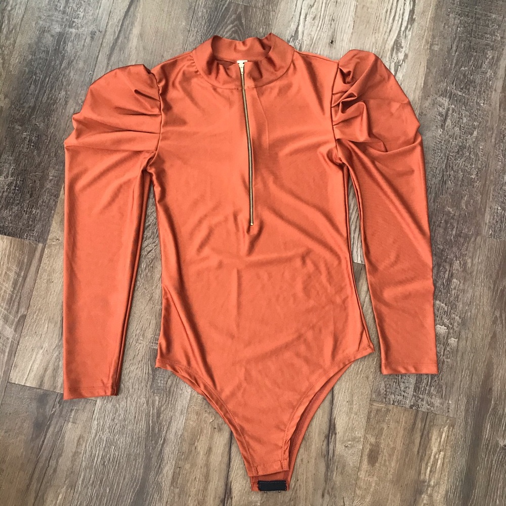 Orange silk Bodysuit